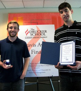 Miles Bird (left) and HMC teammate Demitri Monovoukas, with UofPenn students Collin Hill and Aaron Goldstein, won first place for their Life Patch invention.