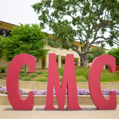 Big red CMC letters on campus.
