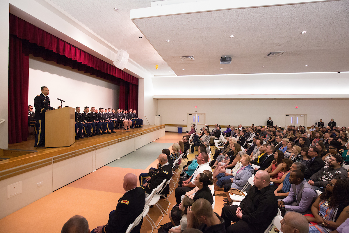 Interior of McKenna Auditorium during the ROTC Commencement.