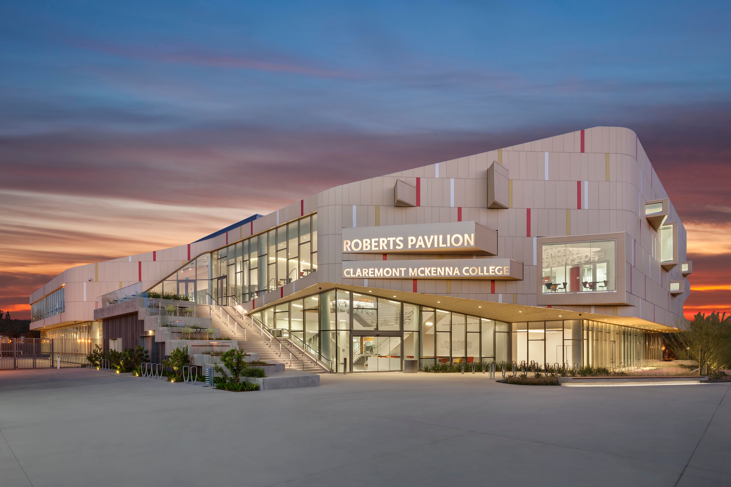 Roberts Pavilion at sunset.