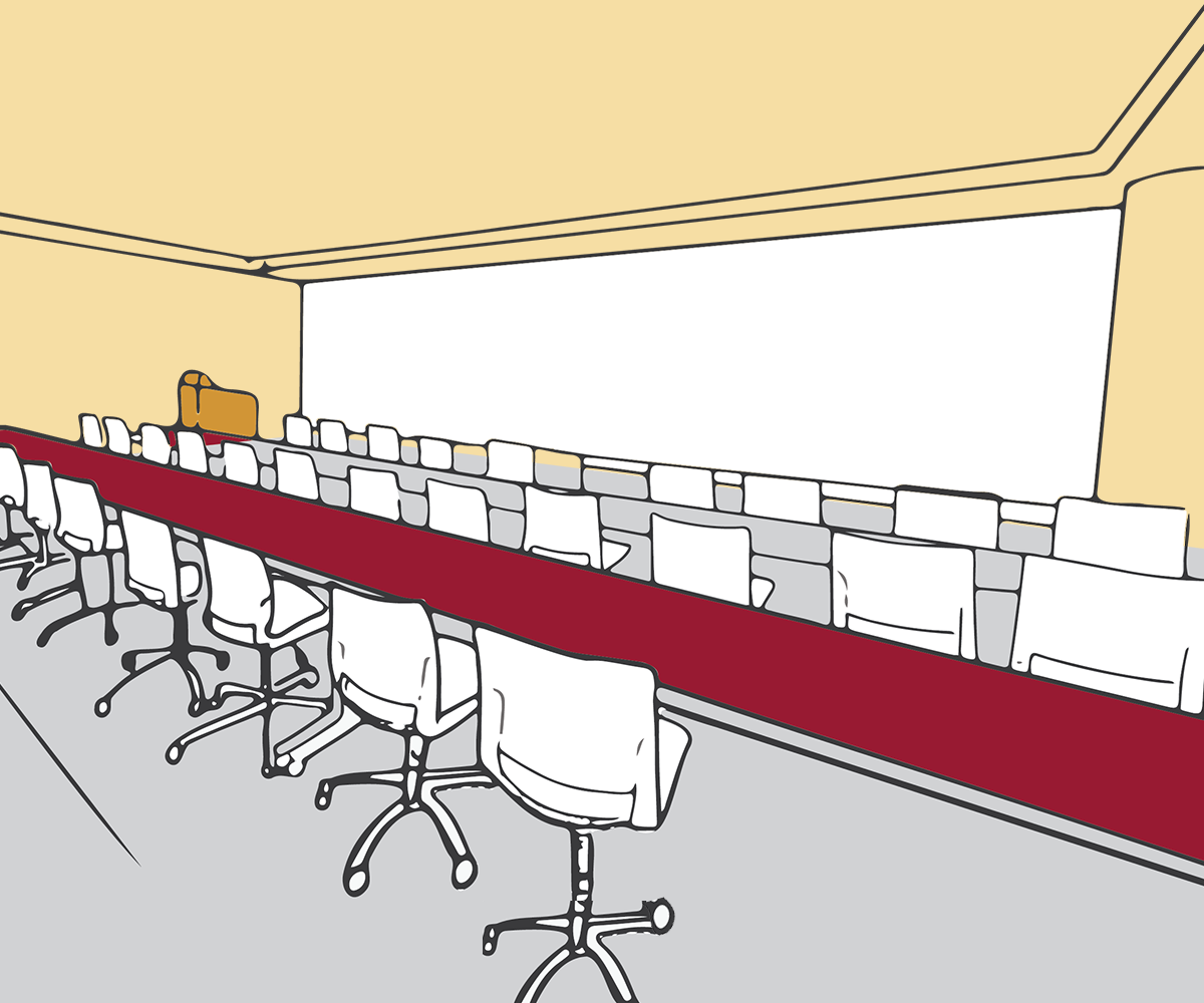 An illustration of a Kravis Center classroom.