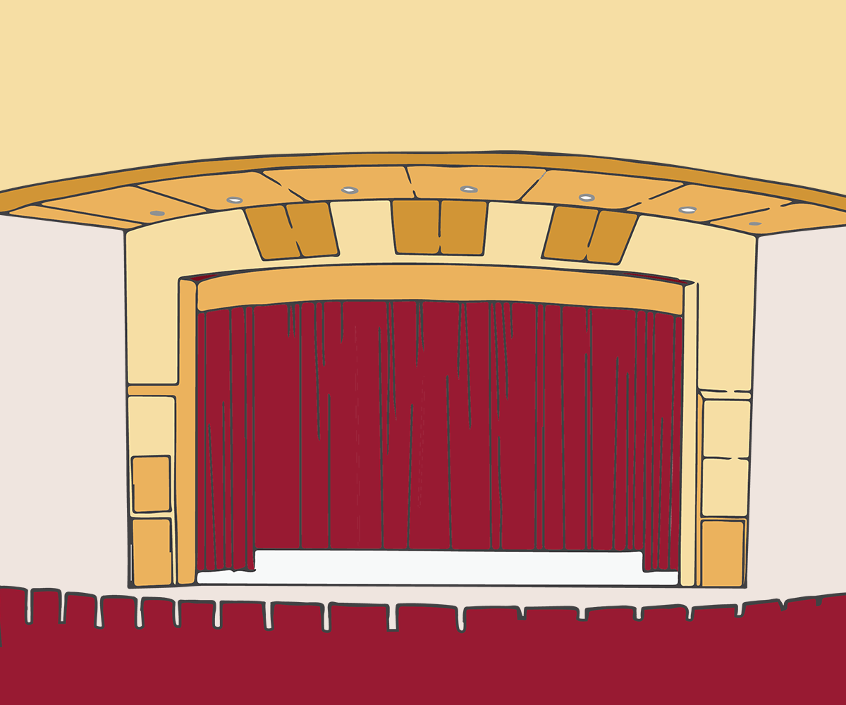 An illustration of Pickford Auditorium's stage.