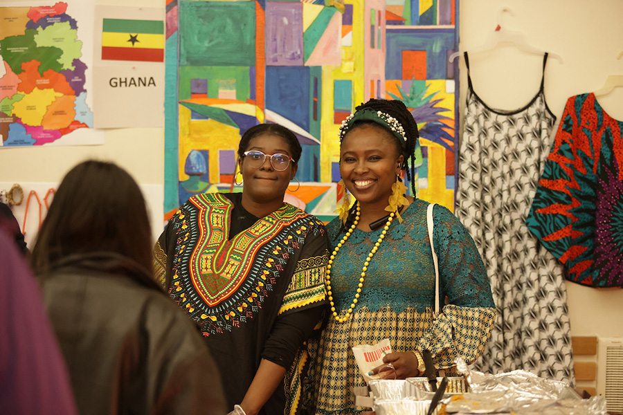 Students manning the Ghana table at the International Student Festival.