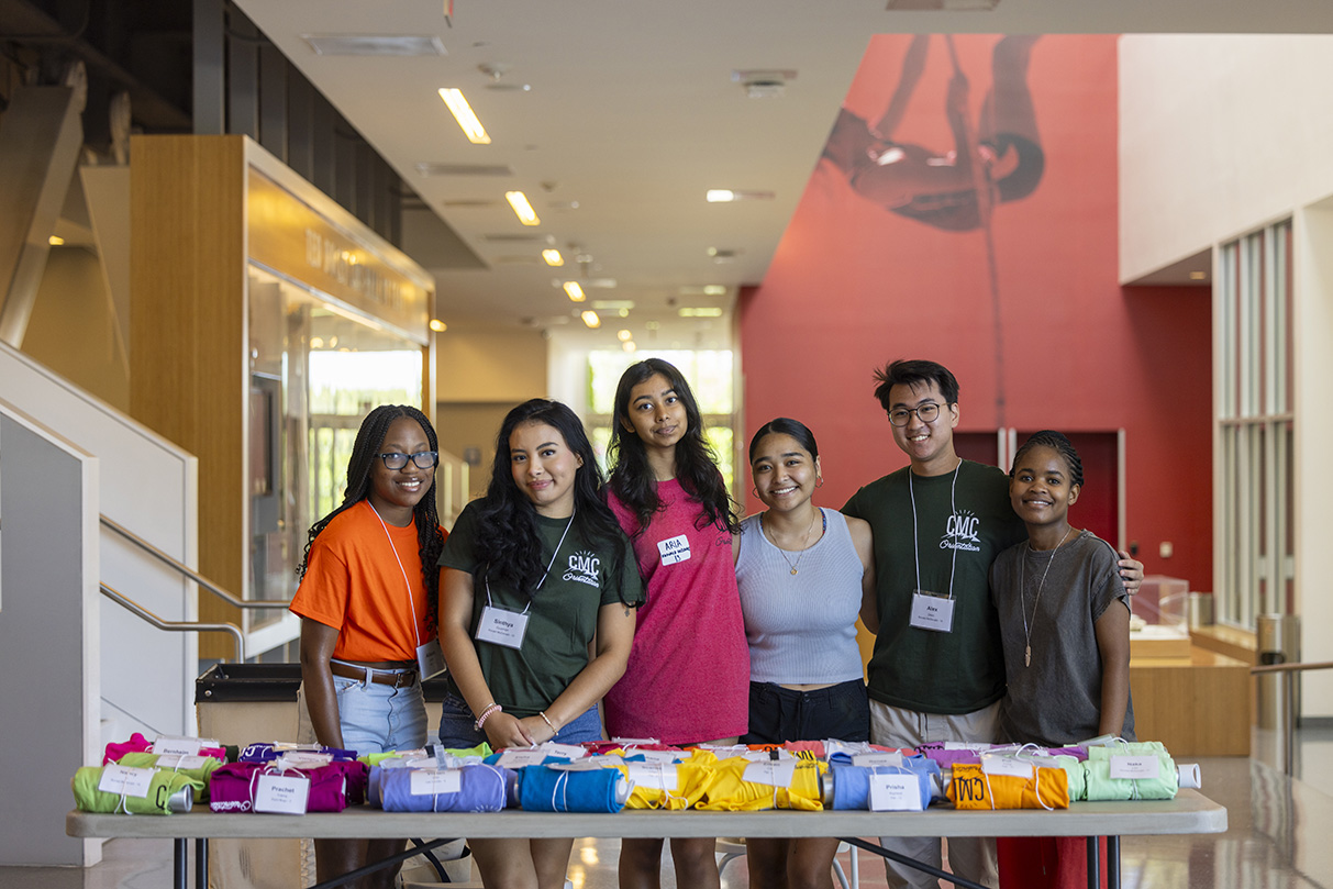 Helpers for Orientation shirts for new international students.