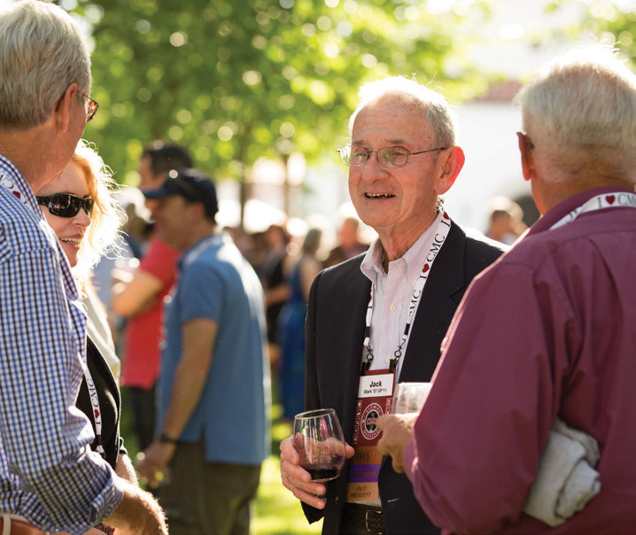 Male elder alumni standing together during an Alumni Weekend.