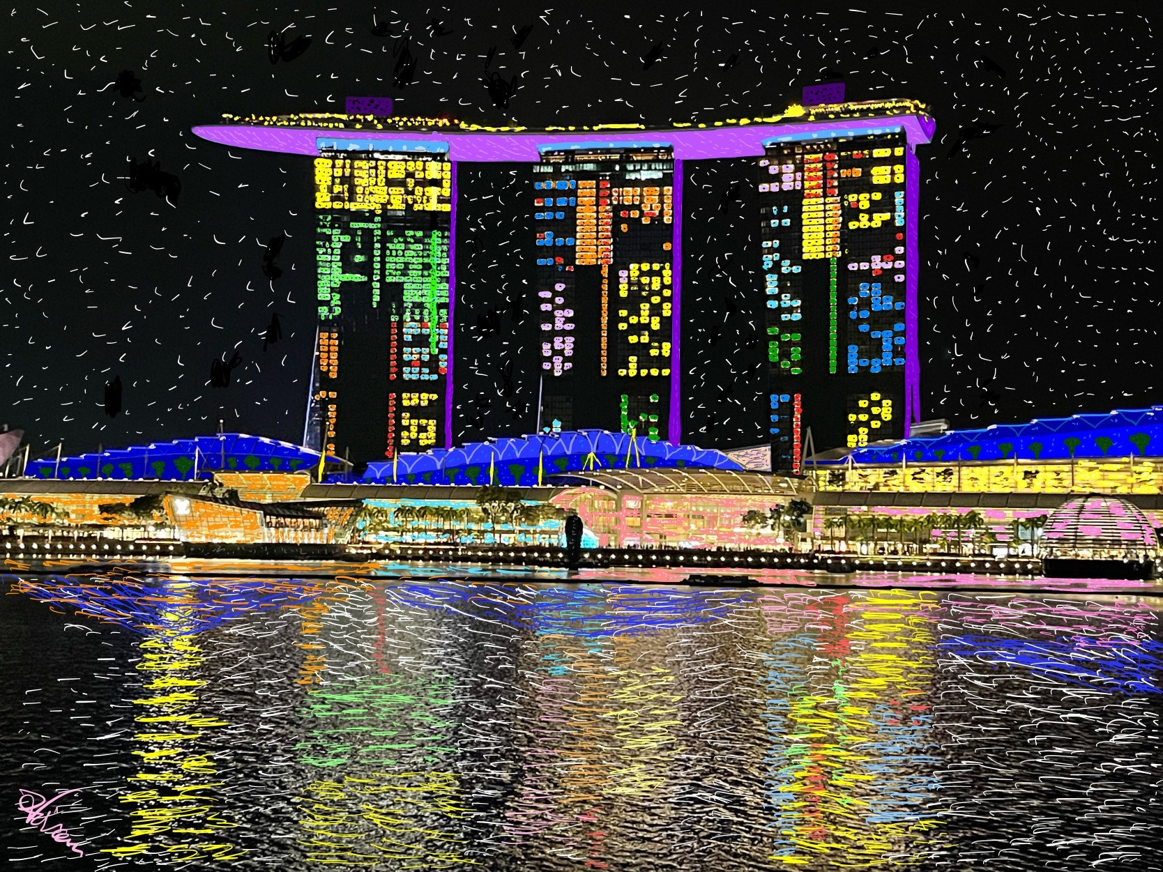 Marina Bay Sands Singapore, original artwork by President Hiram Chodosh.