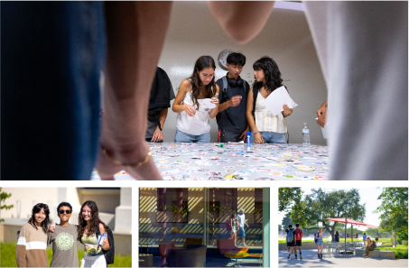 Collage of shots from the first day of classes for Fall 2024.