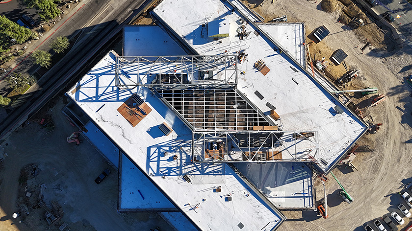 Aerial view of the Robert Day Sciences Center.