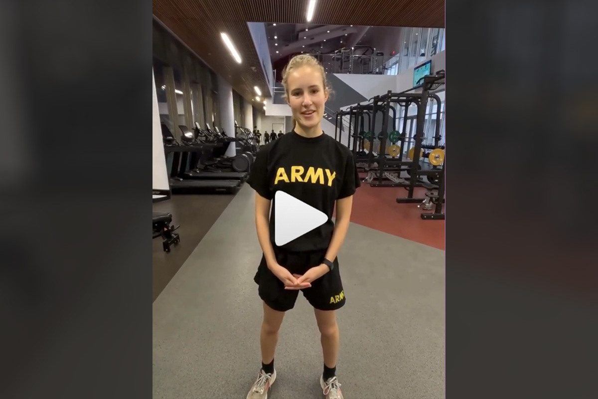 An Instagram reel following a day in the life of Cadet Madeline Dornfeld.