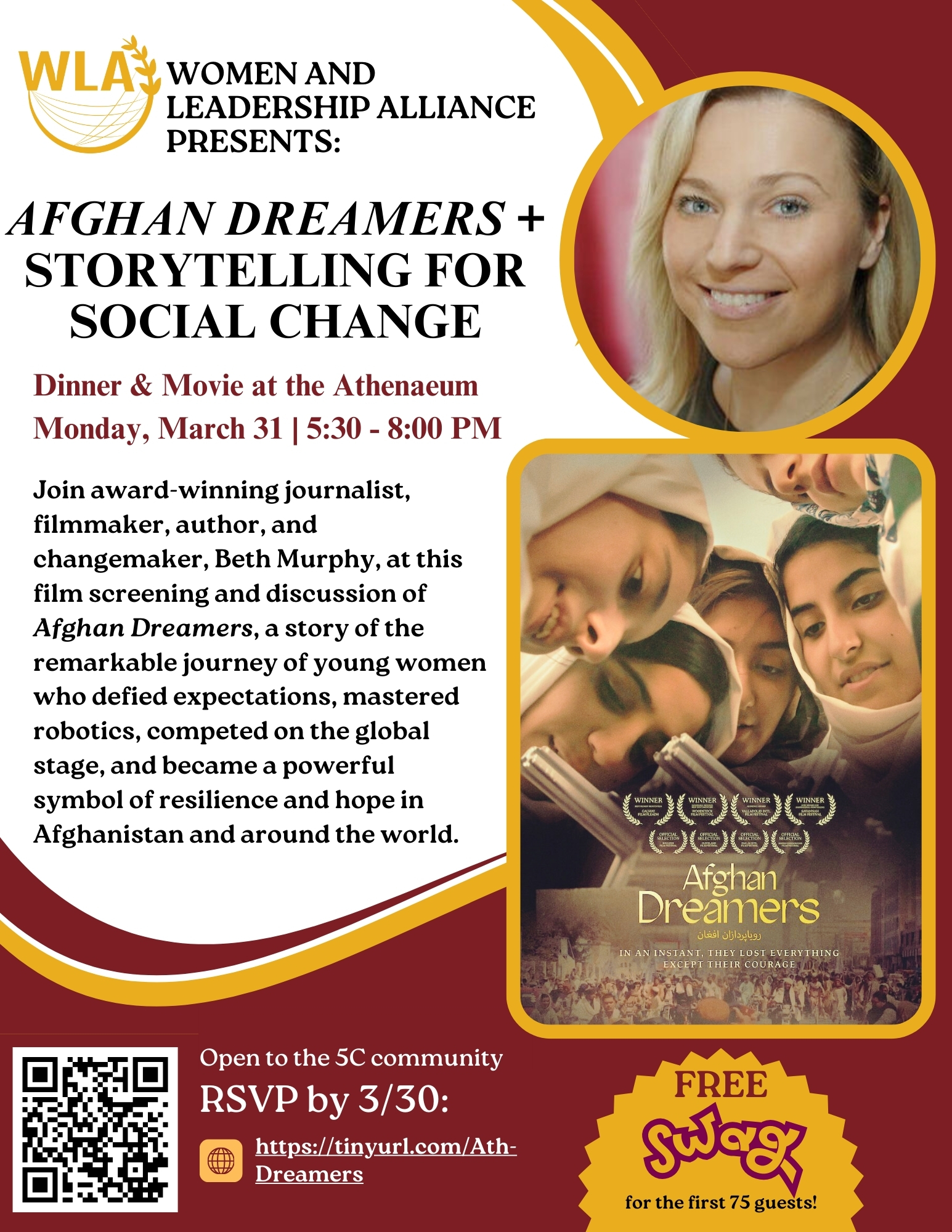 Flyer for Afghan Dreamers Film Event