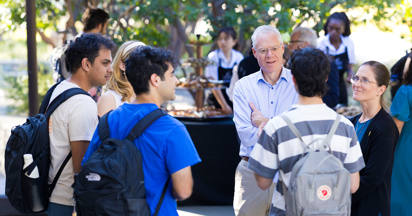 President-Elect Will Dudley and his wife, speaking to students during a meet-and-greet.