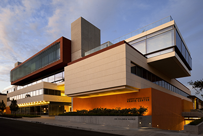 Kravis Center, southwest corner, at dusk