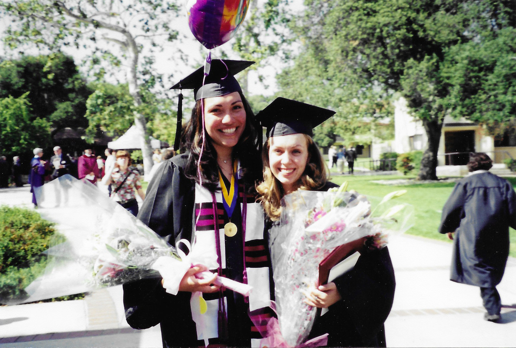 Katya Calvo Corado ’01 with first year roommate Christine Crockett-Sharp ’01 at their graduation