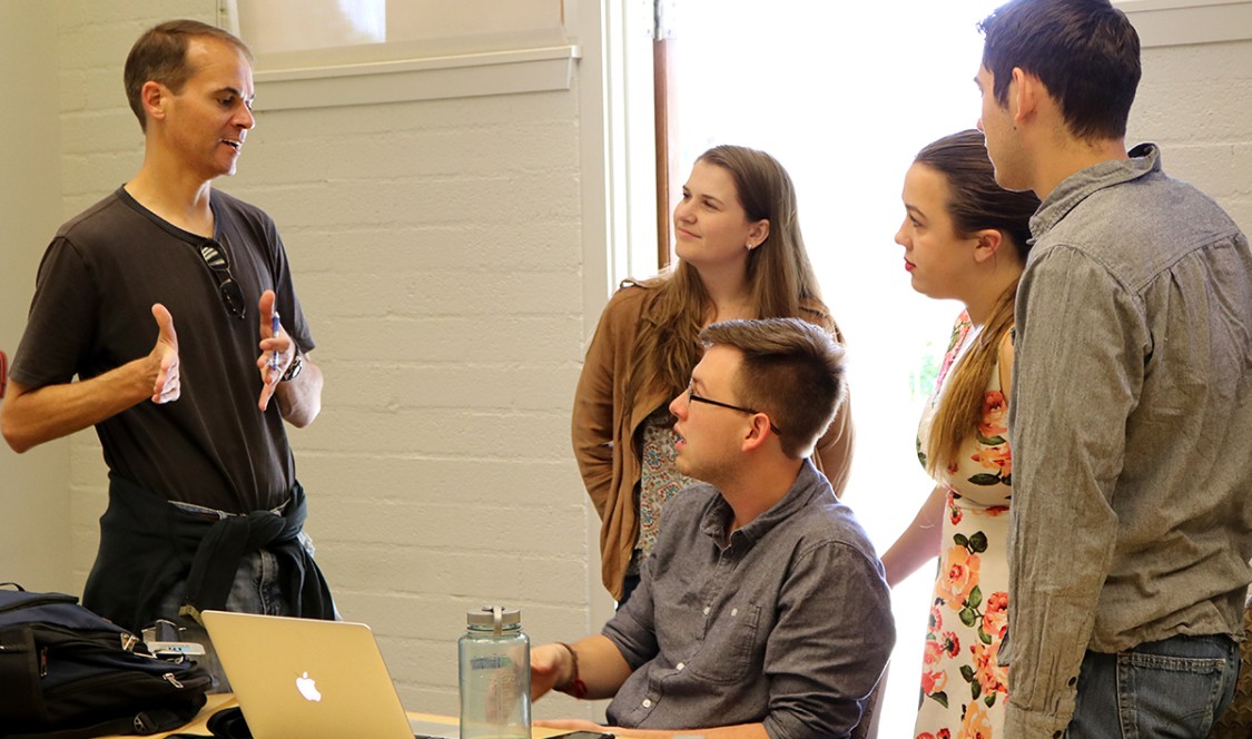 Dan Krauss and students in the classroom