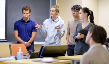 Students participating the inaugural Kravis Department of Integrated Sciences class, "Codes of Life."