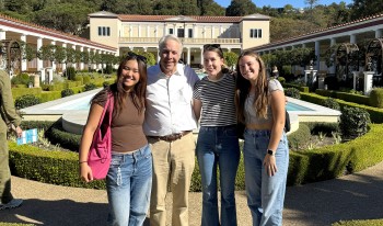 CMC Professor Jonathan Petropoulos with students at the Getty Villa.