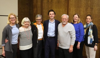 David Hogg standing with a group at the Ath