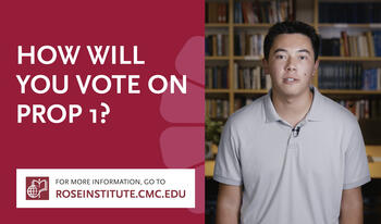 Graphic with student for Rose Institute Video Voter series