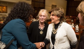 Bonnie Snortum (middle) with Gloria Allred (right) at the Athenaeum in 2013.