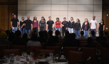 Students on stage for the International