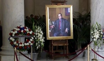 Antonin Scalia portrait at memorial service