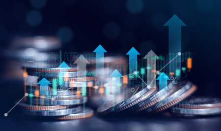 Graphic of chart and coins.