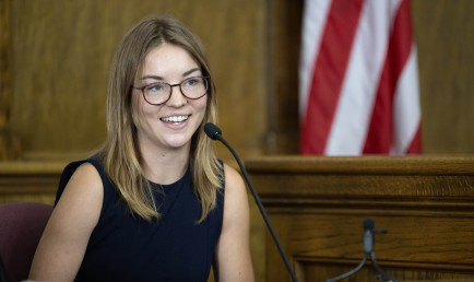 Claire Vlases ’25 in court.