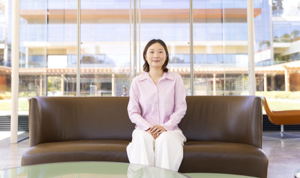 Annabel Chung '27 sitting sitting in the Massoud.