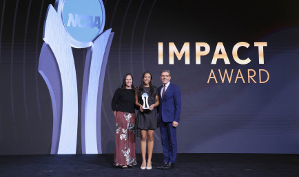 Ella Brissett '25 with Pres. Chodosh and Erica Jasper