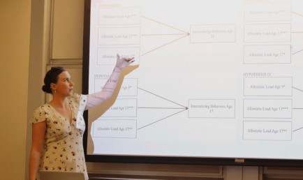 A student presenting.