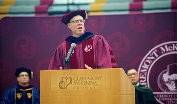 President Will Dudley speaking during Convocation